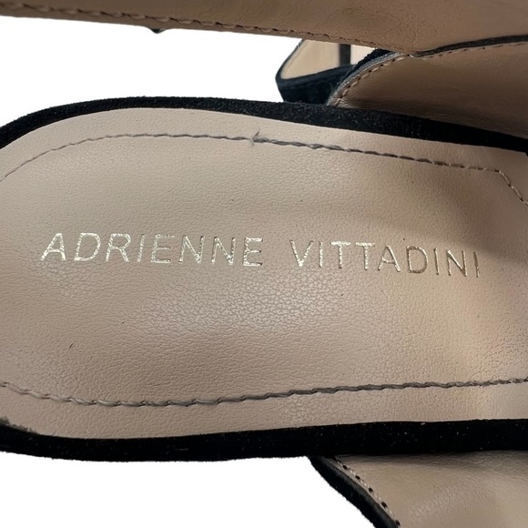 Adrienne Vittadini Black Galeith Bog Buckle Stacked Heel Sandals Size 10 Women’s - Picture 2 of 10